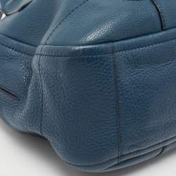 Pre Owned Salvatore Ferragamo Teal Blue Leather Gancini Tote