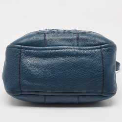 Pre Owned Salvatore Ferragamo Teal Blue Leather Gancini Tote