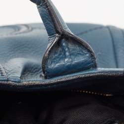 Pre Owned Salvatore Ferragamo Teal Blue Leather Gancini Tote