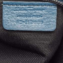 Pre Owned Salvatore Ferragamo Teal Blue Leather Gancini Tote