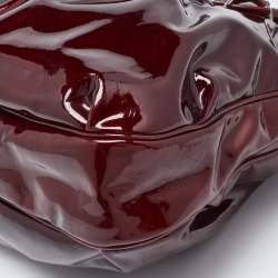 Salvatore Ferragamo Maroon Patent Leather Gancini Hobo