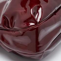 Salvatore Ferragamo Maroon Patent Leather Gancini Hobo