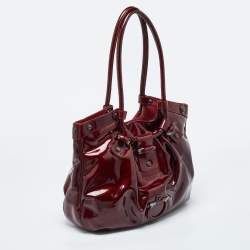 Salvatore Ferragamo Maroon Patent Leather Gancini Hobo
