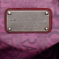 Salvatore Ferragamo Maroon Patent Leather Gancini Hobo
