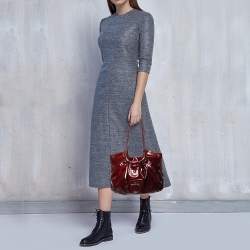 Salvatore Ferragamo Maroon Patent Leather Gancini Hobo
