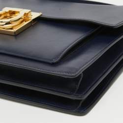 Pre Owned Salvatore Ferragamo Navy Blue Leather Aileen Shoulder Bag