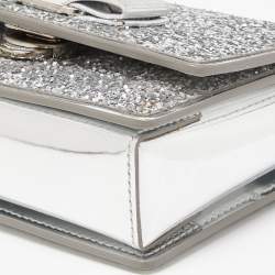 Salvatore Ferragamo Silver Glitter and Laminated Leather Top Handle Bag