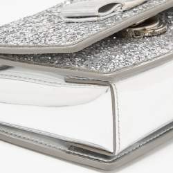 Salvatore Ferragamo Silver Glitter and Laminated Leather Top Handle Bag