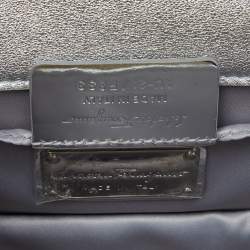 Salvatore Ferragamo Silver Glitter and Laminated Leather Top Handle Bag