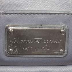 Salvatore Ferragamo Silver Glitter and Laminated Leather Top Handle Bag