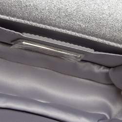 Salvatore Ferragamo Silver Glitter and Laminated Leather Top Handle Bag