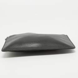 Pre Owned Salvatore Ferragamo Black  Leather Zip Wristlet Pouch
