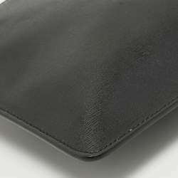Pre Owned Salvatore Ferragamo Black  Leather Zip Wristlet Pouch