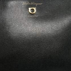 Pre Owned Salvatore Ferragamo Black  Leather Zip Wristlet Pouch