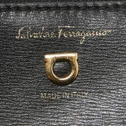 Pre Owned Salvatore Ferragamo Black  Leather Zip Wristlet Pouch