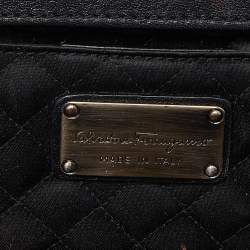 Pre Owned Salvatore Ferragamo Black Fabric Musa Gancini Clutch