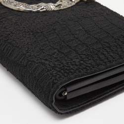 Pre Owned Salvatore Ferragamo Black Fabric Musa Gancini Clutch