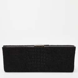 Pre Owned Salvatore Ferragamo Black Fabric Musa Gancini Clutch