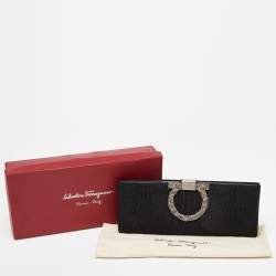 Pre Owned Salvatore Ferragamo Black Fabric Musa Gancini Clutch