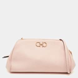 Pre Owned Salvatore Ferragamo Pink Leather Gancini Crossbody Bag