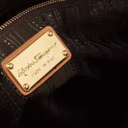 Pre Owned Salvatore Ferragamo Brown Saffiano Leather Darina Satchel