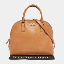 Pre Owned Salvatore Ferragamo Brown Saffiano Leather Darina Satchel