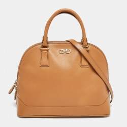 Pre Owned Salvatore Ferragamo Brown Saffiano Leather Darina Satchel