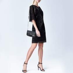 Pre Owned Salvatore Ferragamo Black Leather Gancini Icona Vit Paris Crossbody Bag