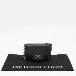 Pre Owned Salvatore Ferragamo Black Leather Gancini Icona Vit Paris Crossbody Bag