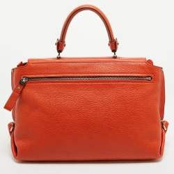 Pre Owned Salvatore Ferragamo Orange Leather Large Sofia Top Handle Bag