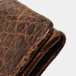 Salvatore Ferragamo Dark Brown Crocodile Envelope Continental Wallet