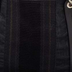 Pre Owned Salvatore Ferragamo Black Fabric and Leather Stripe Tote