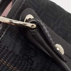 Pre Owned Salvatore Ferragamo Black Fabric and Leather Stripe Tote