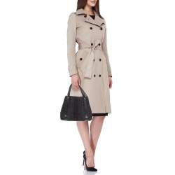 Pre Owned Salvatore Ferragamo Black Fabric and Leather Stripe Tote