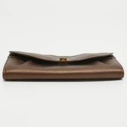 Salvatore Ferragamo Metallic Brown Leather Gancini Clasp Continental Wallet