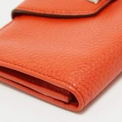 Salvatore Ferragamo Orange Leather Gancini Clasp Flap Wallet