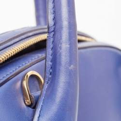 Pre Owned Salvatore Ferragamo Navy Blue Leather Fiamma Satchel