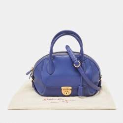 Pre Owned Salvatore Ferragamo Navy Blue Leather Fiamma Satchel