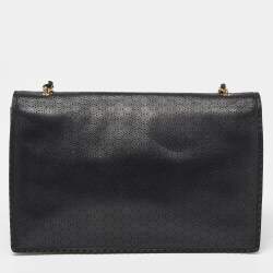 Pre Owned Salvatore Ferragamo Black Leather Vara Bow Chain Shoulder Bag
