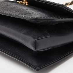 Pre Owned Salvatore Ferragamo Black Leather Vara Bow Chain Shoulder Bag