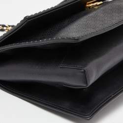 Pre Owned Salvatore Ferragamo Black Leather Vara Bow Chain Shoulder Bag