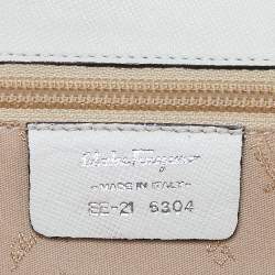 Pre Owned Salvatore Ferragamo Beige/Black Leather Flap Shoulder Bag