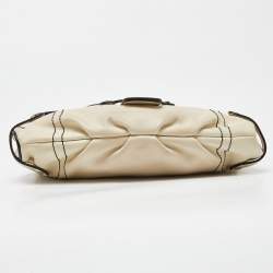 Pre Owned Salvatore Ferragamo Beige/Black Leather Flap Shoulder Bag