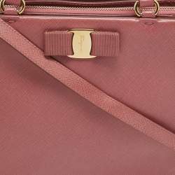 Pre Owned Salvatore Ferragamo Dark Pink Leather Shoulder Bag