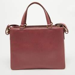 Pre Owned Salvatore Ferragamo Dark Pink Leather Shoulder Bag