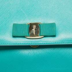 Pre Owned Salvatore Ferragamo Green Leather Miss Vara Bow Shoulder Bag