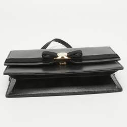 Pre Owned Salvatore Ferragamo Black Leather Vara Bow Shoulder Bag