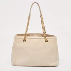 Pre Owned Salvatore Ferragamo Beige Leather Melike Tote