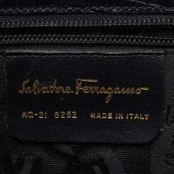 Pre Owned Salvatore Ferragamo Black Croc Embossed Leather Tote