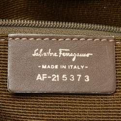 Pre Owned Salvatore Ferragamo Beige Signature Canvas and Leather Tote